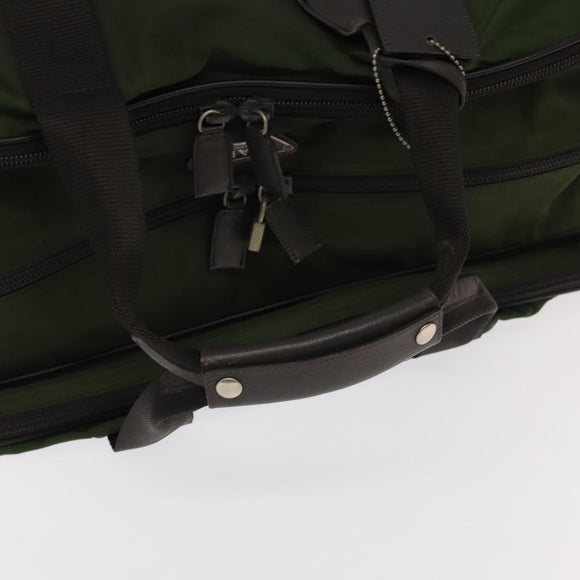 PRADA Boston Bag Nylon 2way Khaki Silver Auth mr830