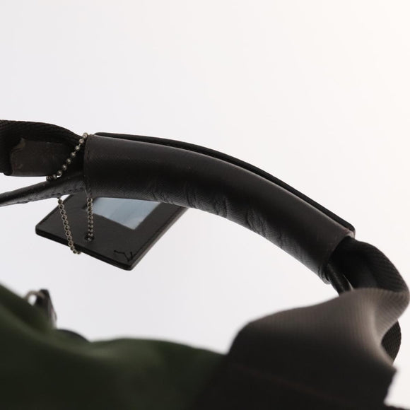 PRADA Boston Bag Nylon 2way Khaki Silver Auth mr830