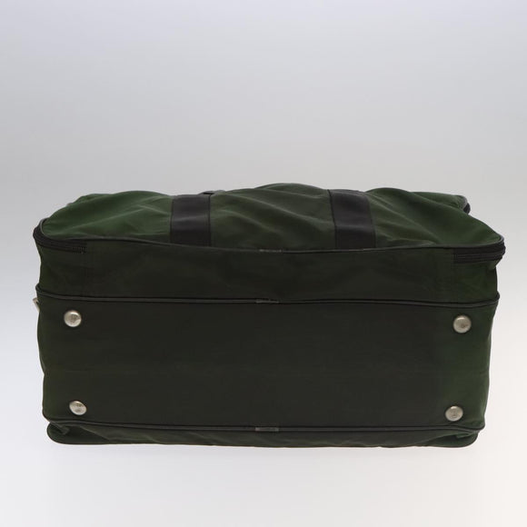 PRADA Boston Bag Nylon 2way Khaki Silver Auth mr830