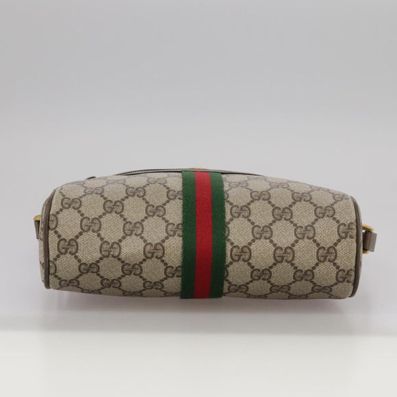 GUCCI Web Sherry Line GG Supreme Shoulder Bag PVC Beige Red Green Auth mr832