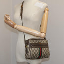 GUCCI Web Sherry Line GG Supreme Shoulder Bag PVC Beige Red Green Auth mr832-24