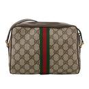GUCCI Web Sherry Line GG Supreme Shoulder Bag PVC Beige Red Green Auth mr832-3