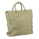 PRADA Tote Bag Nylon Beige Silver Auth mr836-1
