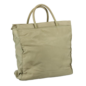 PRADA Tote Bag Nylon Beige Silver Auth mr836