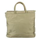 PRADA Tote Bag Nylon Beige Silver Auth mr836-13