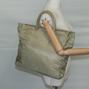 PRADA Tote Bag Nylon Beige Silver Auth mr836-22