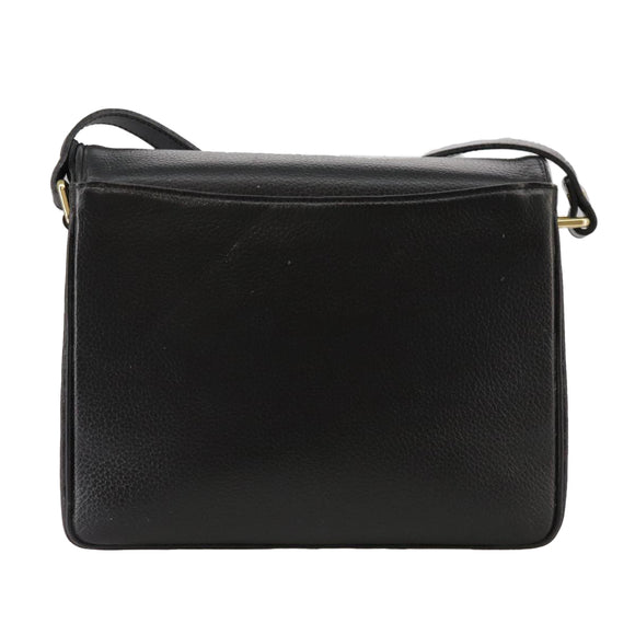 Burberrys Shoulder Bag Leather Black Gold Auth mr850