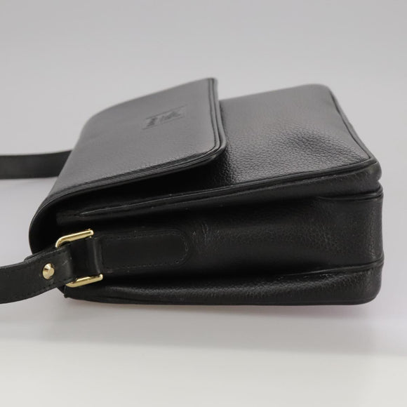 Burberrys Shoulder Bag Leather Black Gold Auth mr850