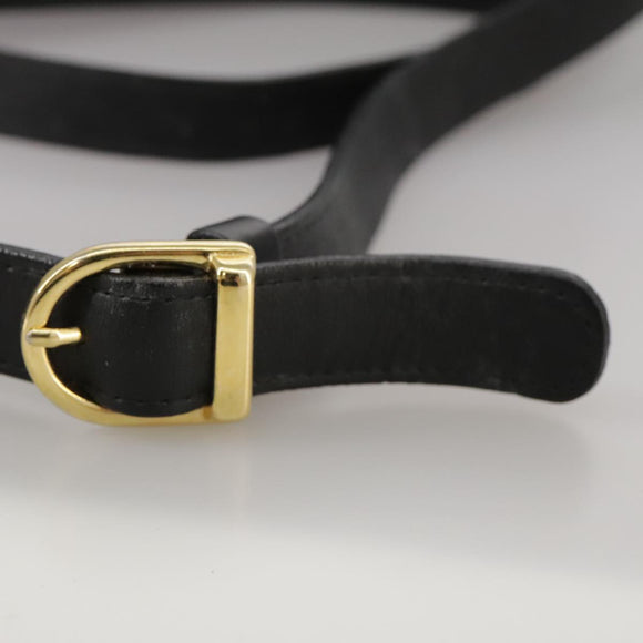 Burberrys Shoulder Bag Leather Black Gold Auth mr850