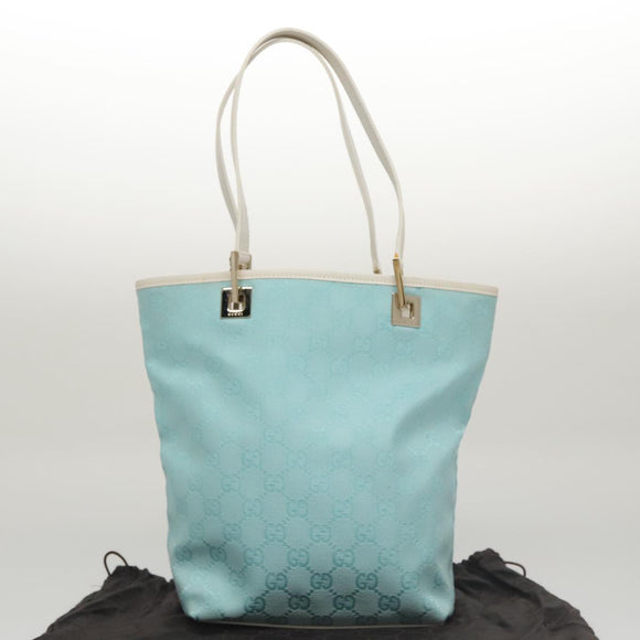 GUCCI GG Canvas Tote Bag Light Blue Auth mr865