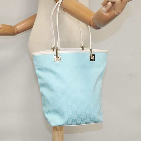 GUCCI GG Canvas Tote Bag Light Blue Auth mr865