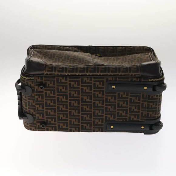 FENDI Zucca Canvas Carry Case Boston Bag Black Brown Auth mr869