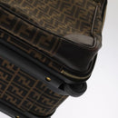 FENDI Zucca Canvas Carry Case Boston Bag Black Brown Auth mr869-19
