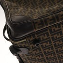 FENDI Zucca Canvas Carry Case Boston Bag Black Brown Auth mr869-20