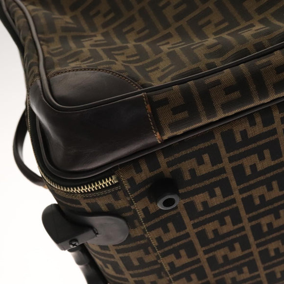FENDI Zucca Canvas Carry Case Boston Bag Black Brown Auth mr869