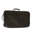 FENDI Zucca Canvas Carry Case Boston Bag Black Brown Auth mr869-1