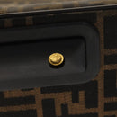 FENDI Zucca Canvas Carry Case Boston Bag Black Brown Auth mr869-10