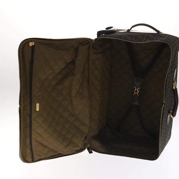 FENDI Zucca Canvas Carry Case Boston Bag Black Brown Auth mr869