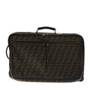 FENDI Zucca Canvas Carry Case Boston Bag Black Brown Auth mr869-13