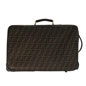 FENDI Zucca Canvas Carry Case Boston Bag Black Brown Auth mr869 - 0
