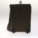 FENDI Zucca Canvas Carry Case Boston Bag Black Brown Auth mr869-3
