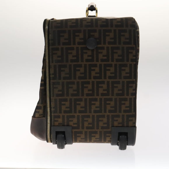 FENDI Zucca Canvas Carry Case Boston Bag Black Brown Auth mr869