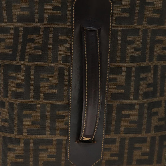 FENDI Zucca Canvas Carry Case Boston Bag Black Brown Auth mr869