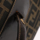 FENDI Zucca Canvas Carry Case Boston Bag Black Brown Auth mr869-5