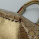 GUCCI GG Crystal Sherry Line Hand Bag Gray Gold Brown Auth mr876-10