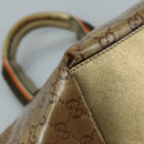 GUCCI GG Crystal Sherry Line Hand Bag Gray Gold Brown Auth mr876-11