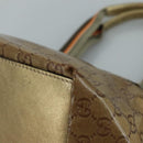 GUCCI GG Crystal Sherry Line Hand Bag Gray Gold Brown Auth mr876-12