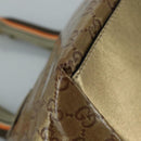 GUCCI GG Crystal Sherry Line Hand Bag Gray Gold Brown Auth mr876-13