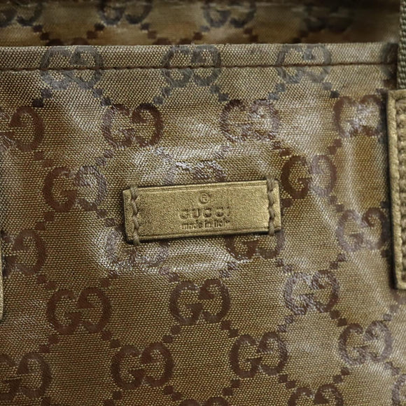 GUCCI GG Crystal Sherry Line Hand Bag Gray Gold Brown Auth mr876