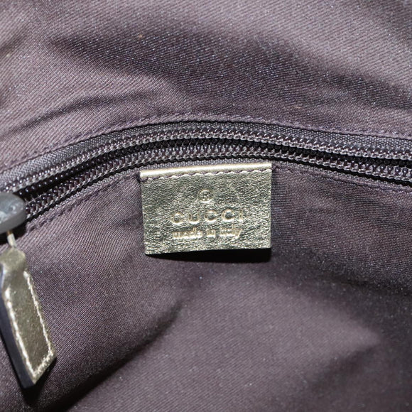 GUCCI GG Crystal Sherry Line Hand Bag Gray Gold Brown Auth mr876