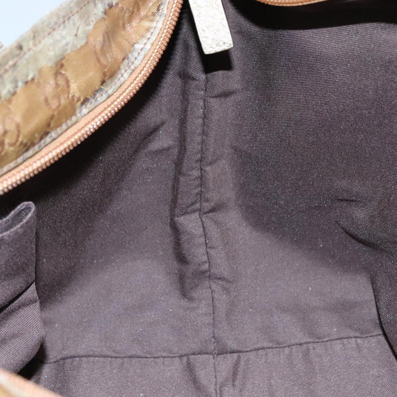 GUCCI GG Crystal Sherry Line Hand Bag Gray Gold Brown Auth mr876