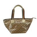 GUCCI GG Crystal Sherry Line Hand Bag Gray Gold Brown Auth mr876-3