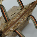 GUCCI GG Crystal Sherry Line Hand Bag Gray Gold Brown Auth mr876-6