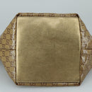 GUCCI GG Crystal Sherry Line Hand Bag Gray Gold Brown Auth mr876-9