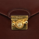 Salvatore Ferragamo Hand Bag Leather Brown Gold Auth mr885-9