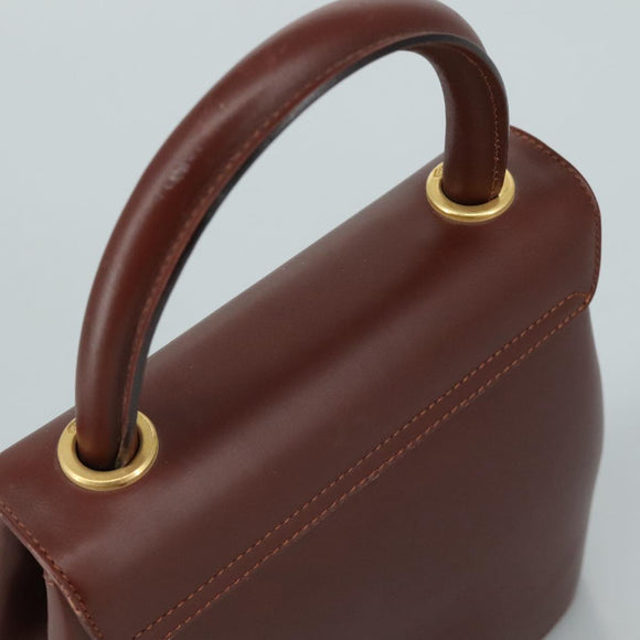 Salvatore Ferragamo Hand Bag Leather Brown Gold Auth mr885