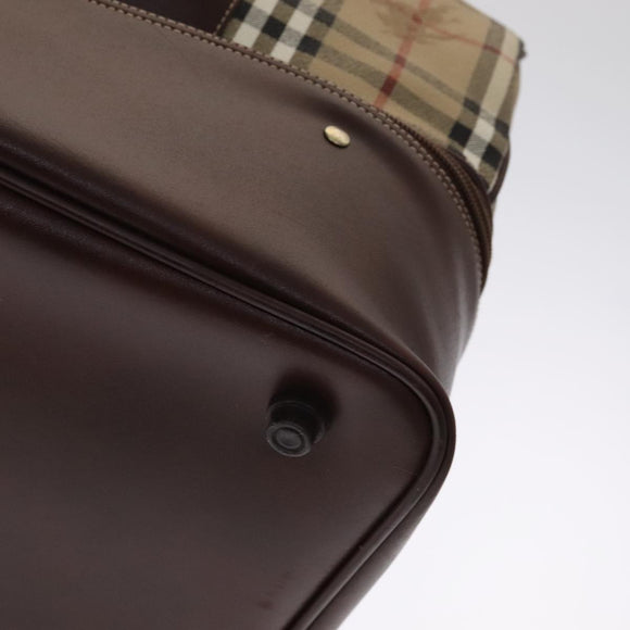 Burberrys Nova Check Boston Bag PVC Leather Beige Auth mr913
