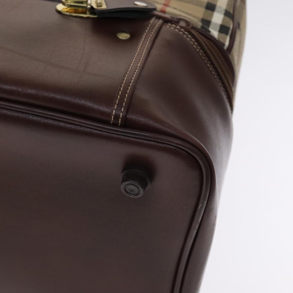 Burberrys Nova Check Boston Bag PVC Leather Beige Auth mr913