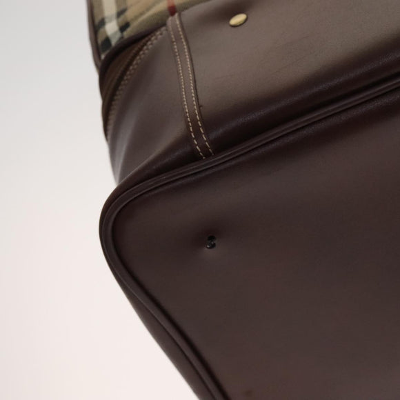 Burberrys Nova Check Boston Bag PVC Leather Beige Auth mr913