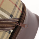 Burberrys Nova Check Boston Bag PVC Leather Beige Auth mr913-20