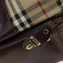 Burberrys Nova Check Boston Bag PVC Leather Beige Auth mr913-10