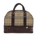 Burberrys Nova Check Boston Bag PVC Leather Beige Auth mr913-2