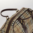 Burberrys Nova Check Boston Bag PVC Leather Beige Auth mr913-7