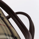 Burberrys Nova Check Boston Bag PVC Leather Beige Auth mr913-14