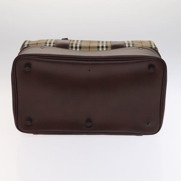 Burberrys Nova Check Boston Bag PVC Leather Beige Auth mr913