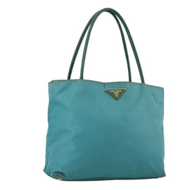 PRADA Tote Bag Nylon Blue Gold Auth mr916